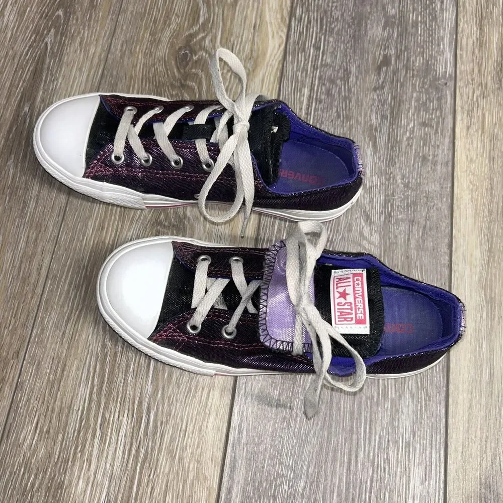 Converse Chuck Taylor Double Tongue Metallic Purple Youth Size 3 Sneaker Shoes